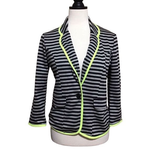 Olsenboye Black Gray Striped Blazer M - Picture 1 of 7